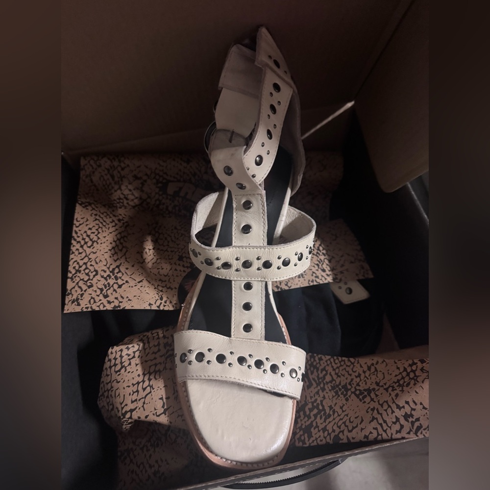 Freebird White Sandals with Stud Accents